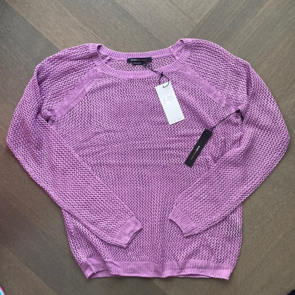 BCBG MAXAZARIA: Orchid Haze Crochet Long Sleeve Top ~NWT!!